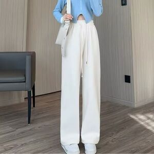 Elegant Cream Wide-Leg Pants